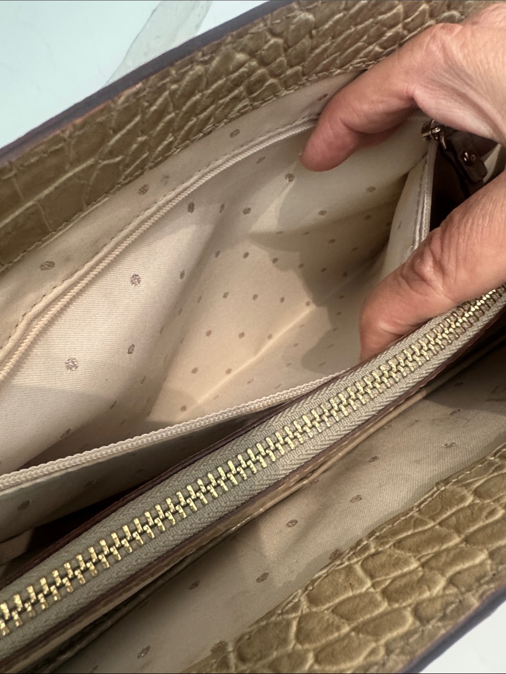 kate spade Beige Croc-Embossed Leather Satchel - Picture 11 of 15
